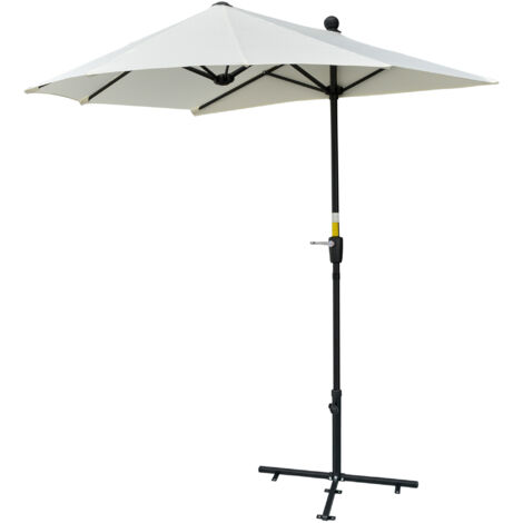 Outsunny Ombrellone a Semicerchio con Manovella e Tetto Anti UV Crema