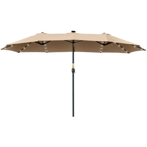 Outsunny Ombrellone da Giardino 4.5m con 48 Luci LED a Energia