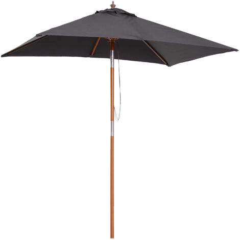Outsunny Ombrellone da Giardino Inclinabile 2x1.5m 6 Stecche e Palo