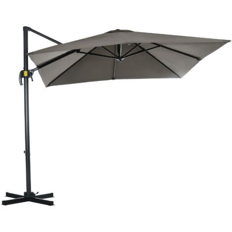 Outsunny Ombrellone da Giardino Inclinabile e Girevole a 360° Grigio Chiaro