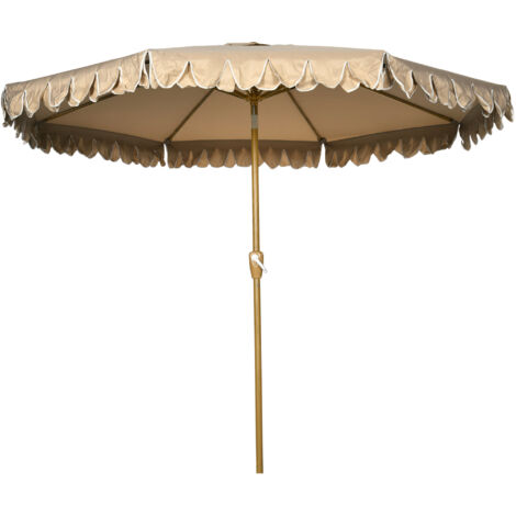 Outsunny Ombrellone da Terrazza con Manovella Inclinabile 2.7x2.4 m Cachi