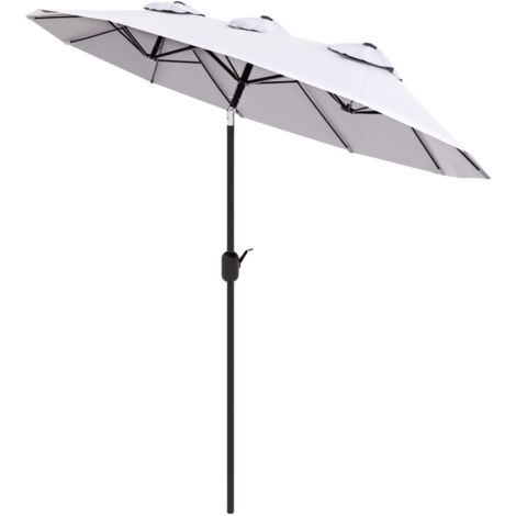 Outsunny Ombrellone da Terrazza Doppio con Manovella 295x152x222 cm Bianco