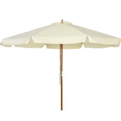 Outsunny Ombrellone da Terrazza in Bambù e Poliestere Beige