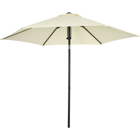 Outsunny Ombrellone per Esterno in Poliestere e Metallo a 6 Stecche Beige e Nero