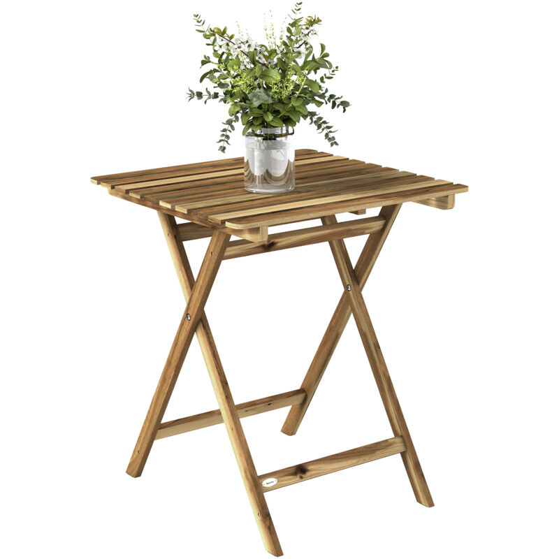 Outsunny Outdoor Coffee Table Foldable Wooden Garden Table Natural Wood
