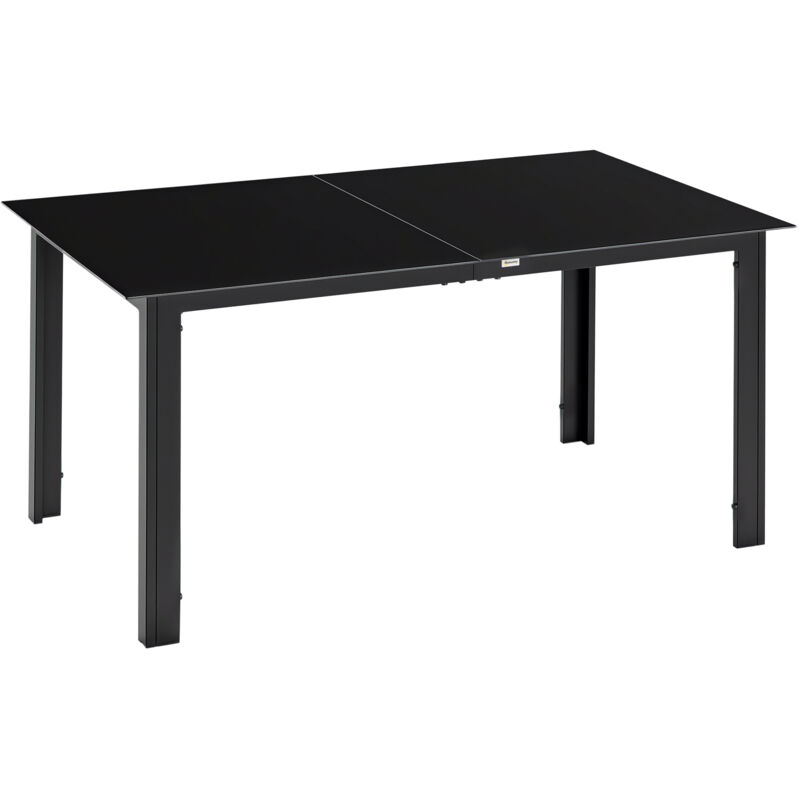 Outdoor Dining Table for 6 Patio Table with Glass Tabletop Black - Outsunny