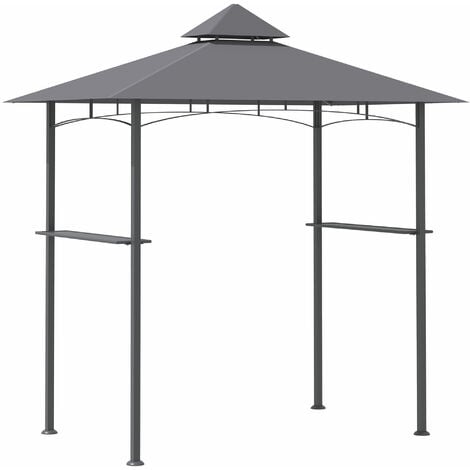 Outsunny Outdoor Double-tier BBQ Gazebo Shelter Grill Canopy Barbecue Tent Grey
