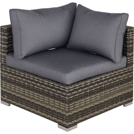 Outsunny Outdoor Garden Furniture Rattan Single Middle Sofa w/ Cushions Deep Grey