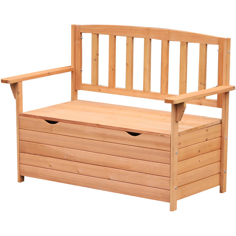 Outsunny Outdoor Garden Storage Bench Patio Box All Weather Fir Wood 112 x 84 cm