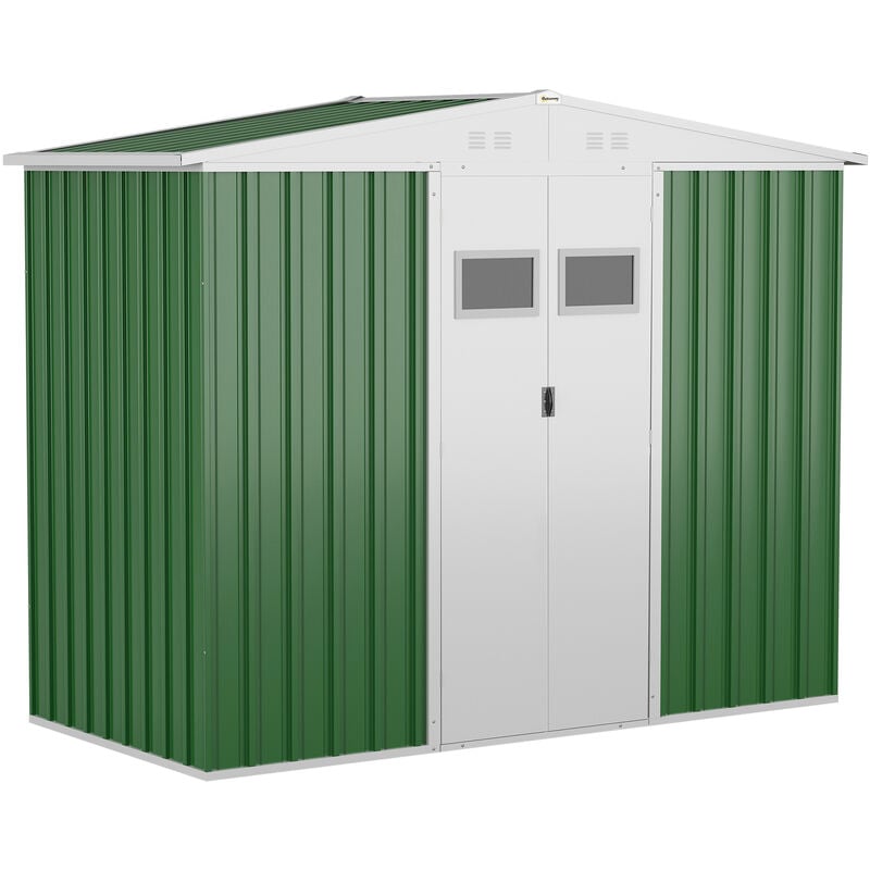 Outsunny - Outdoor Garden Storage Shed Metal Tool Storage Box for Backyard Green - Green