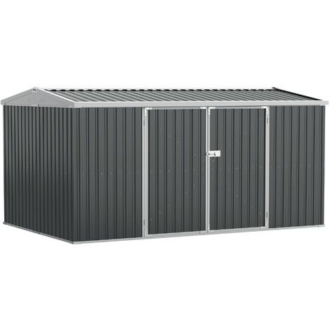 Outsunny Outdoor Garden Storage Shed Steel Tool Storage Box for Backyard Grey