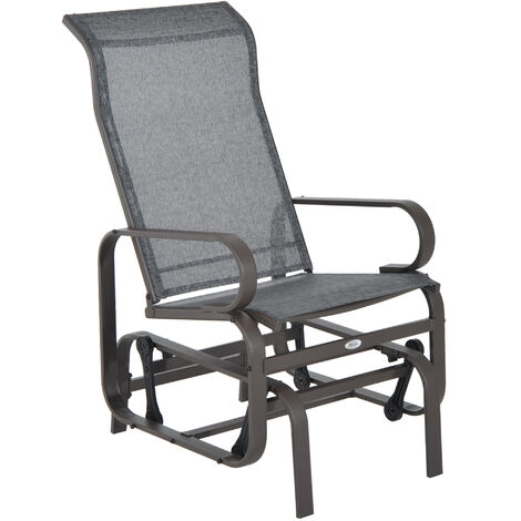 Khaki chair1 Outdoor Patio Glider Chair,Outdoor Patio Glider Rocking Chair with Soft Cushion Outdoor Swing Glider Patio Steel Frame Chair Patio Seating for Porch Garden 