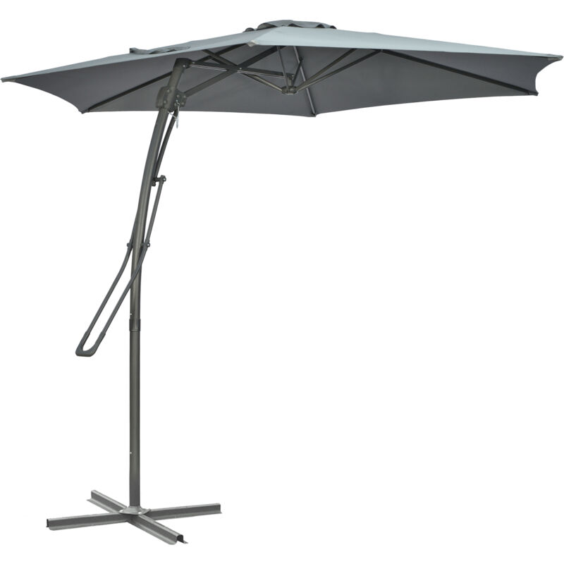 Outdoor Market Table 3(m) Parasol Umbrella Sun Shade with 8 Ribs Dark Grey - Outsunny