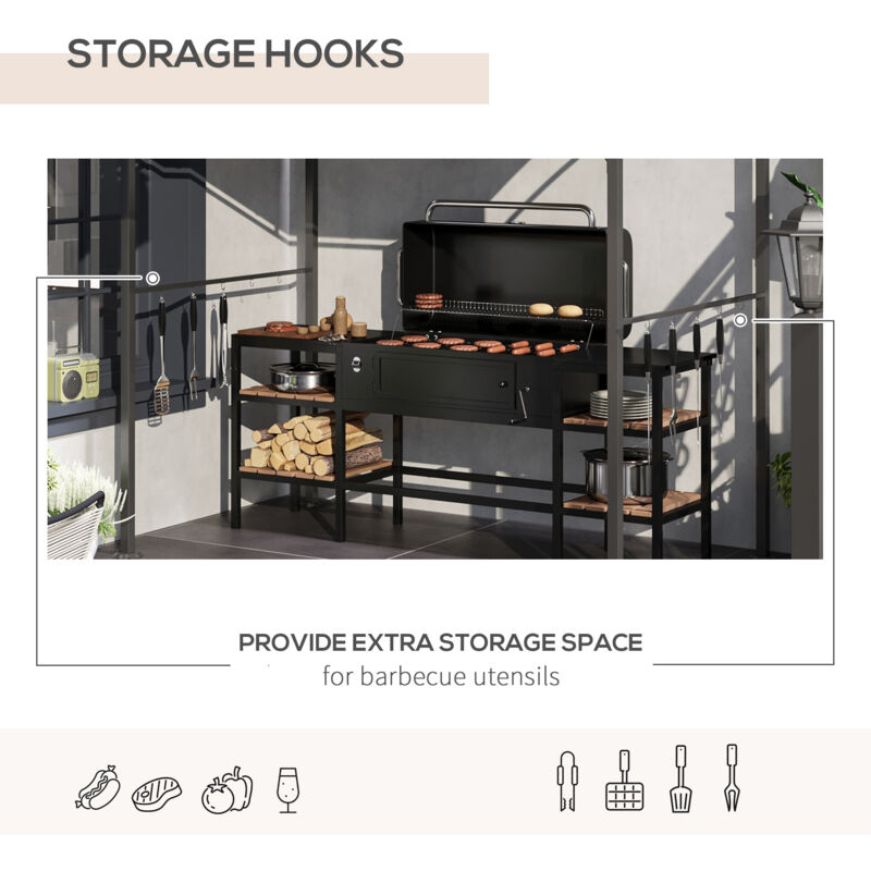 Outsunny Outdoor Patio Bbq Grill Gazebo Canopy Metal Wall Beige