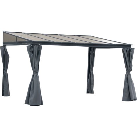 Outsunny Outdoor Pergola Gazebo Party Tent Garden Sun Shelter 4 x 3m w/ Curtain