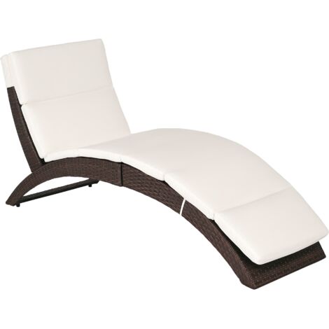 Outsunny Outdoor Pool Rattan Wicker Foldable Sun Lounger Recliner Bed