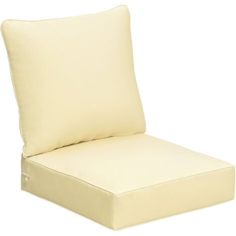 Outsunny Outdoor Seat and Back Cushion Set,Olefin Patio Chair Cushion Beige