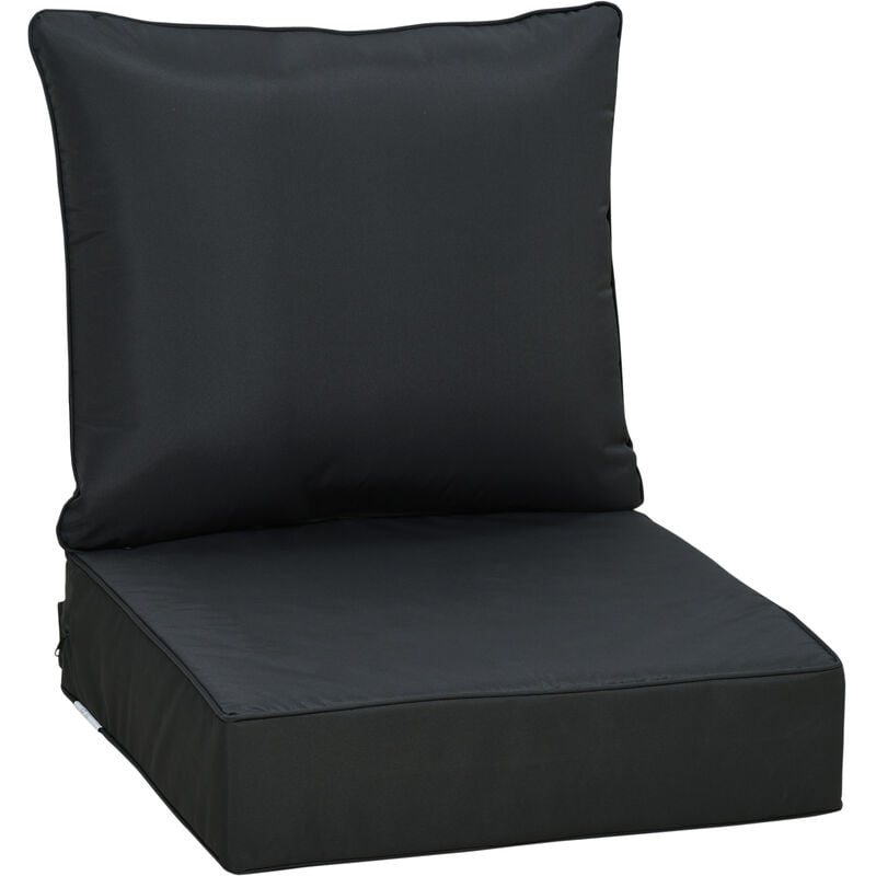 Outsunny - Outdoor Seat and Back Cushion Set,Olefin Patio Chair Cushion Black - Black