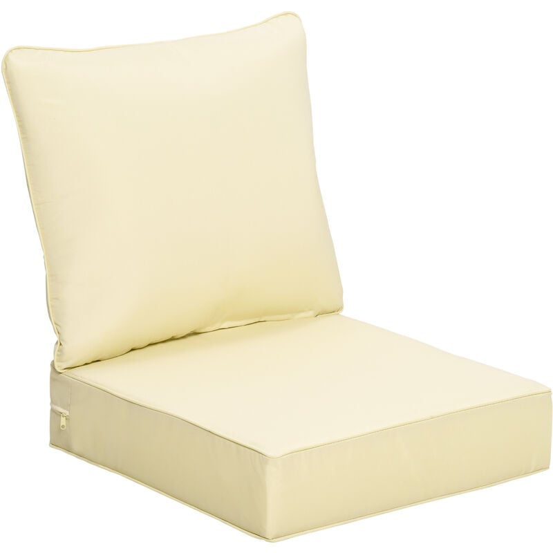 Outdoor Seat and Back Cushion Set,Olefin Patio Chair Cushion Beige - Beige - Outsunny