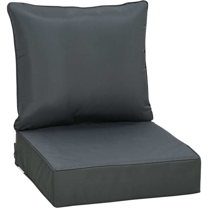 Outdoor Seat and Back Cushion Set,Olefin Patio Chair Cushion Dark Grey - Dark Grey - Outsunny