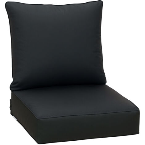Outsunny Outdoor Seat and Back Cushion Set,Olefin Patio Chair Cushion Black