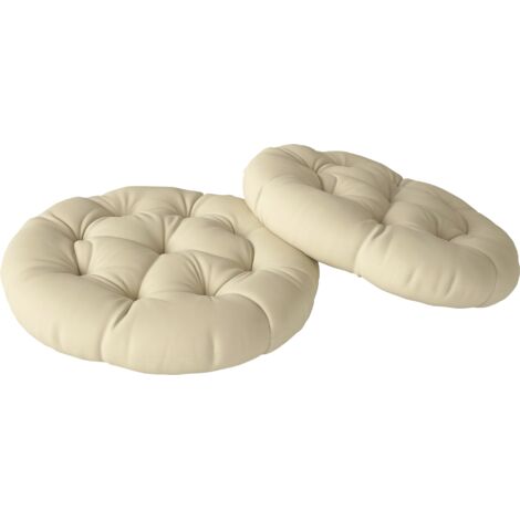 Outsunny Outdoor Seat Cushions Set of 2, Tufted Round Chair Pads, Beige