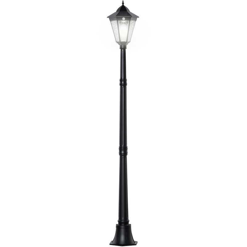 Outdoor Solar Powered Lantern Lamp Garden Lamp Post Light Black - Black - Outsunny