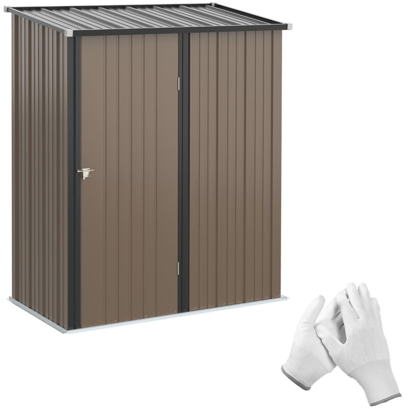 Outsunny - Outdoor Storage Shed Steel Garden Shed w/ Lockable Door Brown - Brown