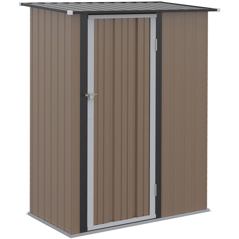 Outdoor Storage Shed Steel Garden Shed with Lockable Door Brown - Brown - Outsunny