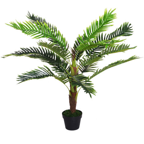 Outsunny Palmier artificiel hauteur 123 cm arbre artificiel décoration plastique fil de fer pot inclus vert - Vert