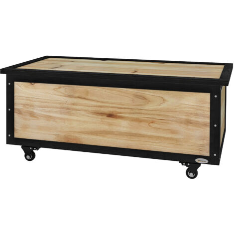 Outsunny Panca Contenitore da Giardino 121L con 4 Ruote in Legno e Acciaio