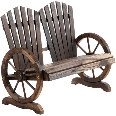 Outsunny Panchina da Esterno Stile Country in Legno con Braccioli a Ruota