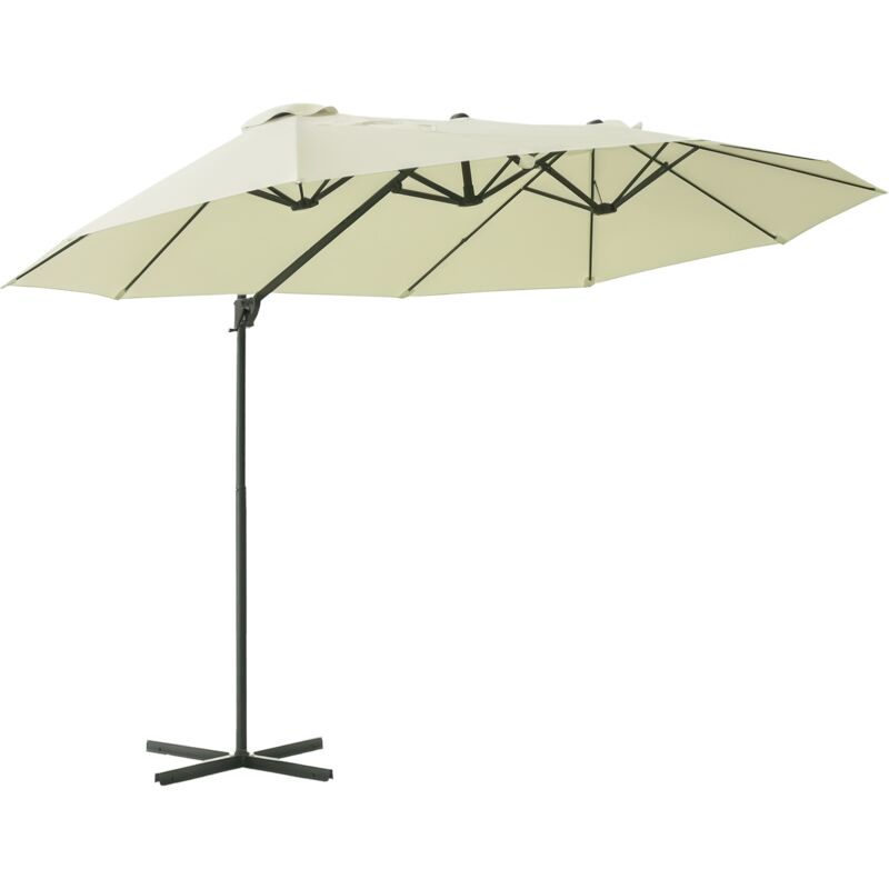 

Outsunny - Parasol de Jardín Doble con Manivela 270x440x250cm Beige - Crema