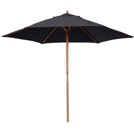 Outsunny Parasol de jardin extérieur parasol droit double toit Hexagonal Grande Taille de Jardin Ø 2,5 x 2,3H m Bois de Bambou Noir
