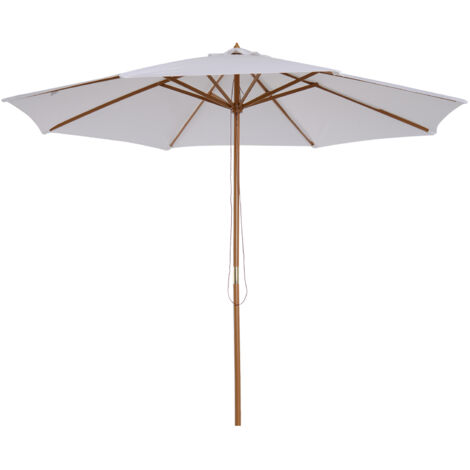 Outsunny – Parasol droit octogonal 3m – Toile polyester 180g/m² – Mât en bois massif – Hauteur 2,5m – 4 baleines pour stabilité