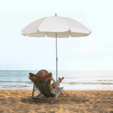 Outsunny Parasol inclinable parasol de plage octogonal de jardin Ø 2 m métal polyester sac de transport inclus crème