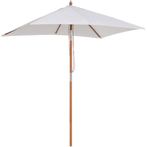 Outsunny Parasol rectangulaire inclinable bois polyester haute densité 2L x 1,5l x 2,3H m crème