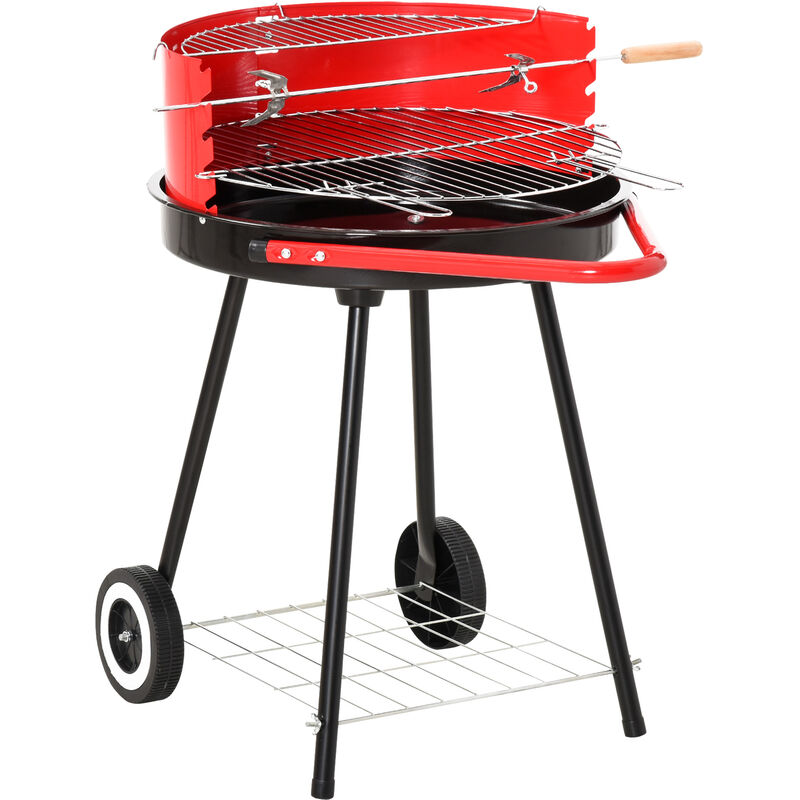 

Parilla para Barbacoa de Carbón con Rejilla a Diferentes Alturas 51x70x75,5 cm - negro y rojo
