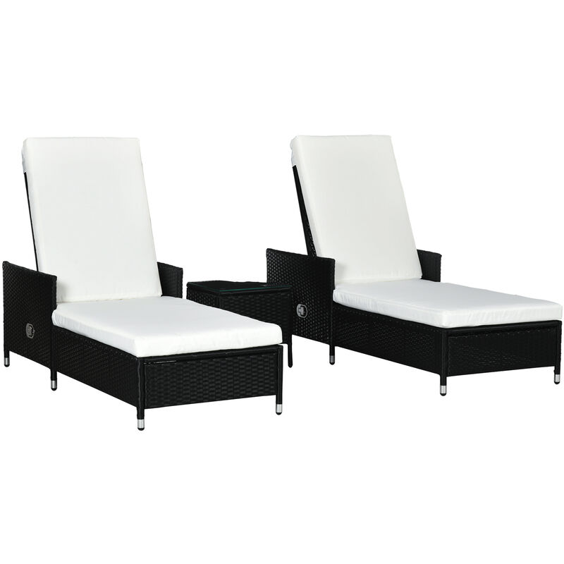 Patio Chaise Lounge Chair Set w/ Adjustable Backrest - Outsunny