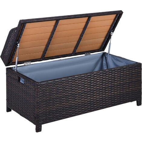 AUTRES Outsunny Patio Rattan Wicker Storage Basket Box Bench Seat Furniture Mixed brown