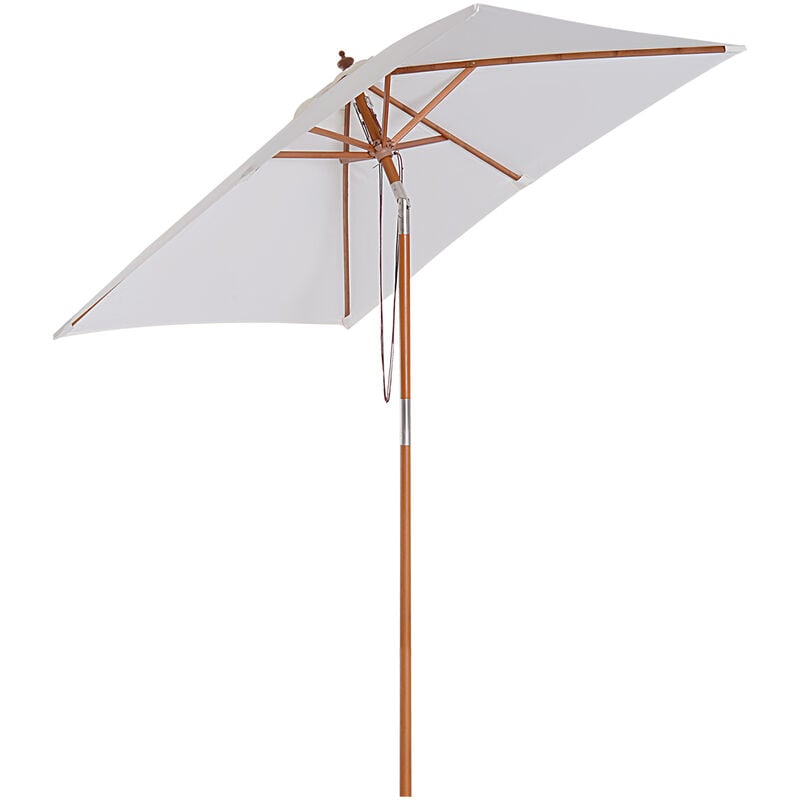 2 x 1.5m Patio Garden Parasol Sun Umbrella Sunshade Canopy Outdoor Backyard Furniture Fir Wooden Pole 6 Ribs Tilt Mechanism - Cream White - Outsunny