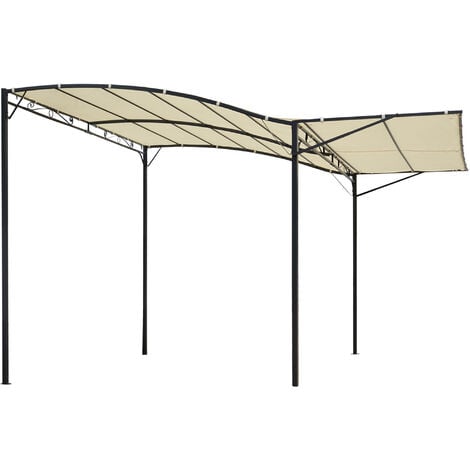 Outsunny Pavillon mit klappbarer Dacherweiterung wetterfest 3 x 2,5 m Cremeweiß - Cremeweiß