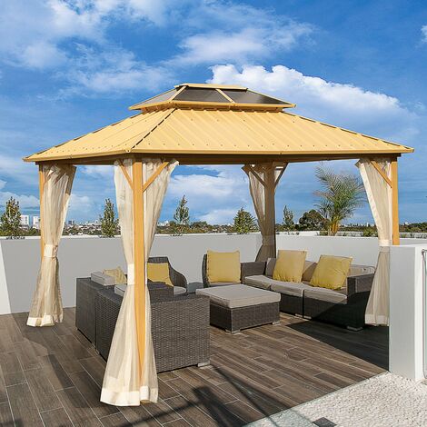 Outsunny® Pavillon mit Seitenwände Partyzelt mit PC-Dach Festzelt Gartenlaube Aluminium