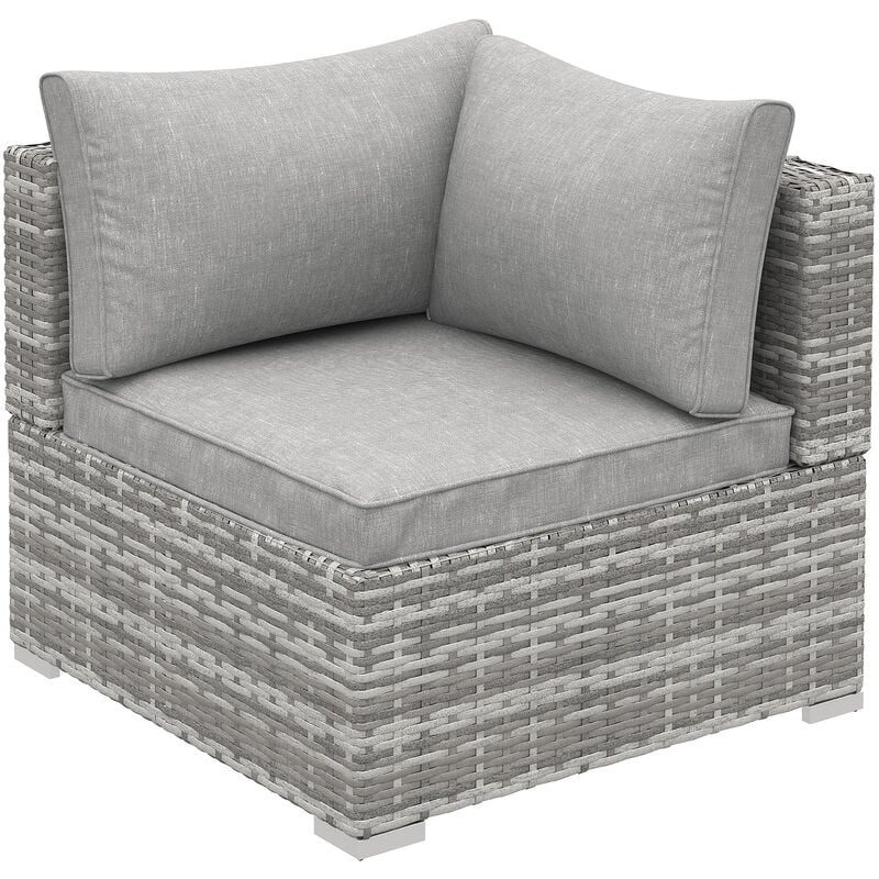 PE Rattan Wicker Corner Sofa Chair Garden Furniture w/ Cushion Grey - Outsunny