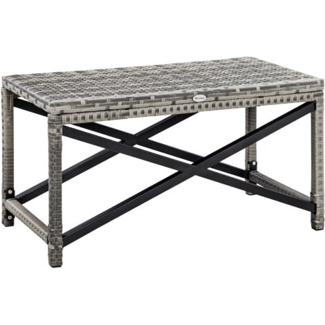 Outsunny PE Wicker Outdoor Coffee Table, Rattan Side Table w/ Plastic Board