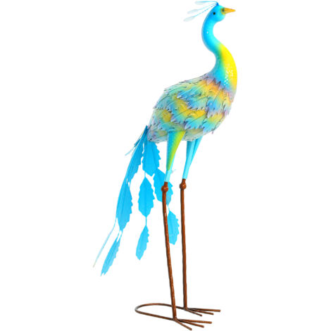 Outsunny Peacock Garden Statue, Standing Garden Ornament, Metal Garden Gift with Stakes for Patio Pond Landscape Decoration, Multi-Colour