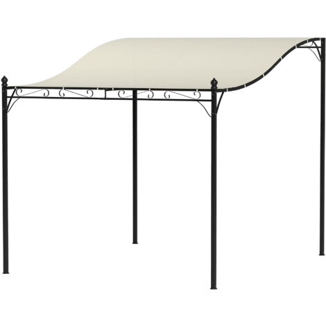 Outsunny Pergola Addossata Ricurva con 16 Fori di Drenaggio Bianco Crema