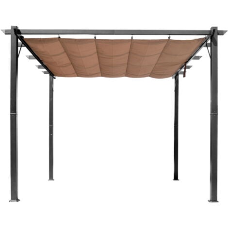 Outsunny Pergola da Giardino 3x4m con Telo Scorrevole e Pali in Alluminio