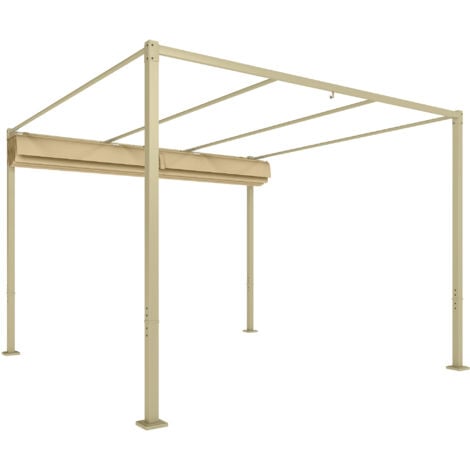 Outsunny Pergola per Giardino 3x3 m con Tetto Cachi e 8 Viti e Picchetti