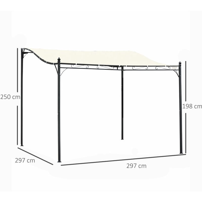 Outsunny Pergola Terrassenuberdachung Pavillon 297x297cm Metall Creme 84c 038